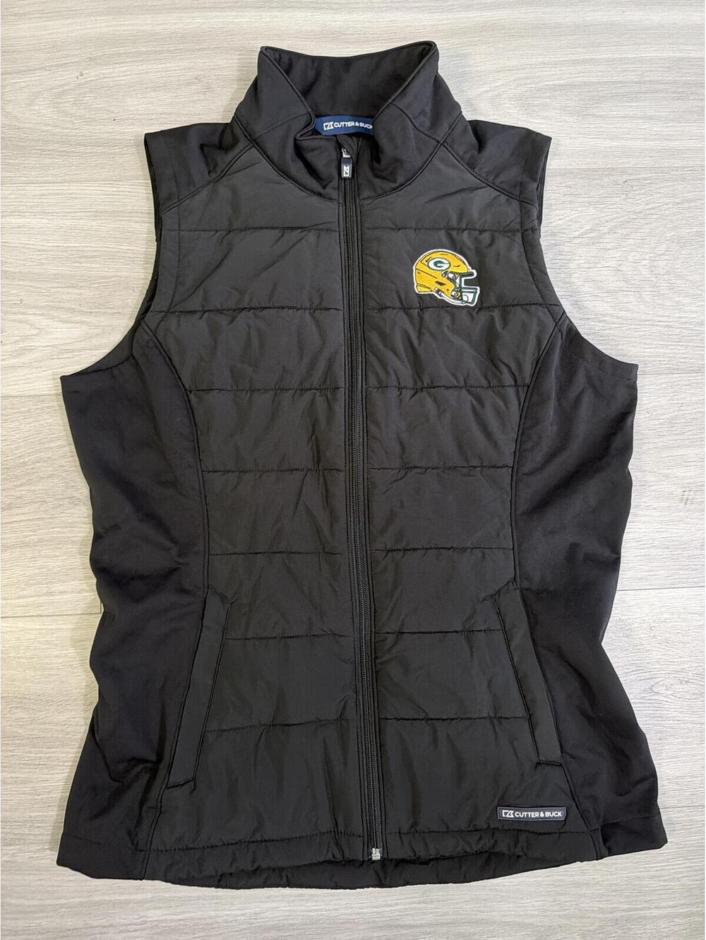 Cutter & Buck Black Green Bay Packers Sleeveless Vest
